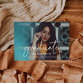 Moderne, minimalistische foto van afstuderen aankondiging