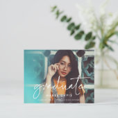 Moderne, minimalistische foto van afstuderen briefkaart (Staand voorkant)