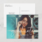 Moderne, minimalistische foto van afstuderen briefkaart (Voorkant / Achterkant)