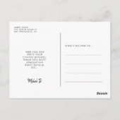 Moderne, minimalistische foto van afstuderen briefkaart (Achterkant)