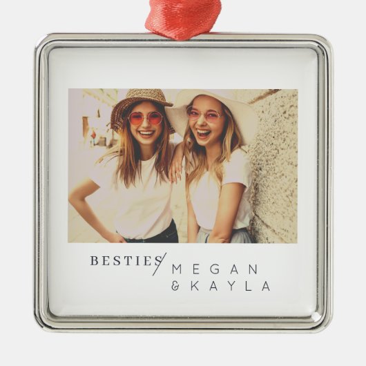 Moderne, minimalistische foto van beste vrienden B Metalen Ornament (Voorkant)