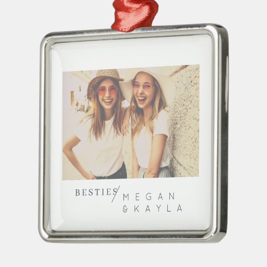 Moderne, minimalistische foto van beste vrienden B Metalen Ornament (Links)