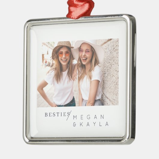 Moderne, minimalistische foto van beste vrienden B Metalen Ornament (Links)