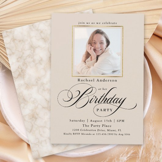 Moderne minimalistische foto van Birthday Kaart