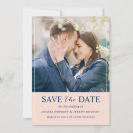 Moderne, minimalistische foto van Blush en Navy El Save The Date