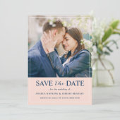 Moderne, minimalistische foto van Blush en Navy El Save The Date (Staand voorkant)