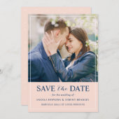 Moderne, minimalistische foto van Blush en Navy El Save The Date (Voorkant / Achterkant)