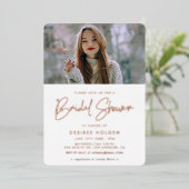 Moderne, minimalistische foto van vrijgezellenfees folie uitnodiging (Staand Voorkant)