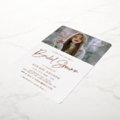 Moderne, minimalistische foto van vrijgezellenfees folie uitnodiging (Gedraaid)