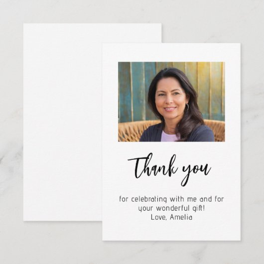 Moderne minimalistische foto verjaardag bedankkaart (Voorkant / Achterkant)