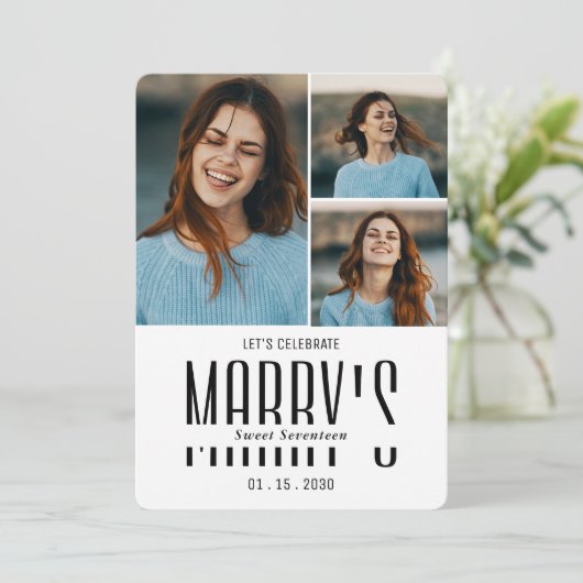 Moderne minimalistische foto verjaardag Uitnodigin Kaart (Staand voorkant)