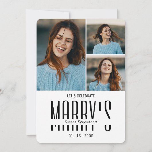 Moderne minimalistische foto verjaardag Uitnodigin Kaart (Voorkant)