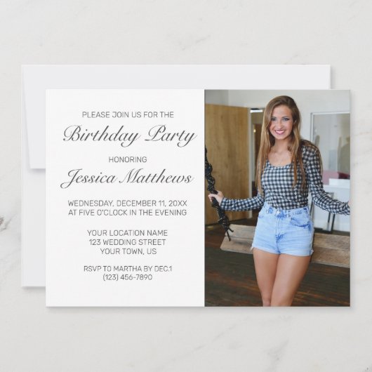 Moderne minimalistische foto verjaardagsfeestuitno kaart (Voorkant)