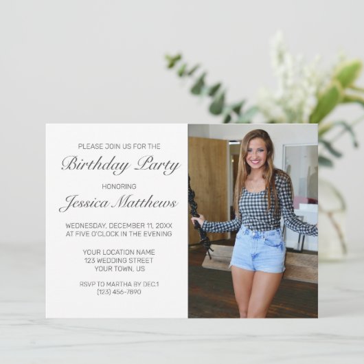 Moderne minimalistische foto verjaardagsfeestuitno kaart (Staand voorkant)