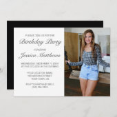 Moderne minimalistische foto verjaardagsfeestuitno kaart (Voorkant / Achterkant)