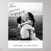 Moderne Minimalistische Foto Verlovingsfeest Begro Poster (Voorkant)