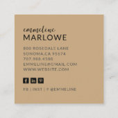 Moderne minimalistische foto vierkante visitekaartje (Achterkant)