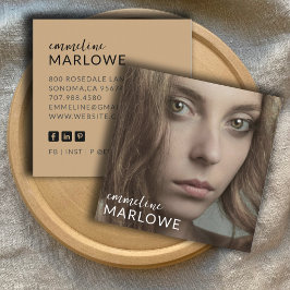 Moderne minimalistische foto vierkante visitekaartje