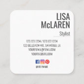 Moderne minimalistische foto Visitekaartje w / Soc (Achterkant)