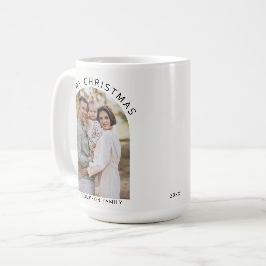 Moderne minimalistische foto Vrolijk Kerstfeest 20 Koffiemok (Voorkant links)