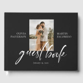 Moderne minimalistische foto zwart gastenboek (Voorkant)