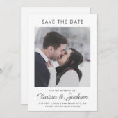 Moderne minimalistische foto zwart wit save the date (Voorkant / Achterkant)