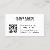 Moderne minimalistische foto zwart-wit visitekaartje (Achterkant)