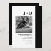 Moderne minimalistische foto zwart-witbruiloft kaart (Voorkant / Achterkant)