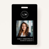 Moderne minimalistische foto zwarte naam badge (Voorkant)