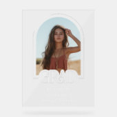 Moderne minimalistische fotoafstudeerfeest welkom acryl bord (Voorkant)