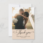 Moderne minimalistische fotobruiloft bedankkaart (Voorkant)