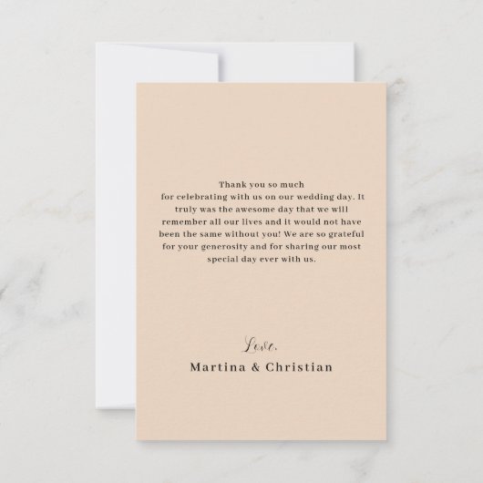 Moderne minimalistische fotobruiloft bedankkaart (Achterkant)
