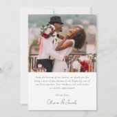 Moderne minimalistische fotobruiloft bedankkaart (Voorkant)