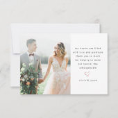 Moderne minimalistische fotobruiloft bedankkaart (Voorkant)