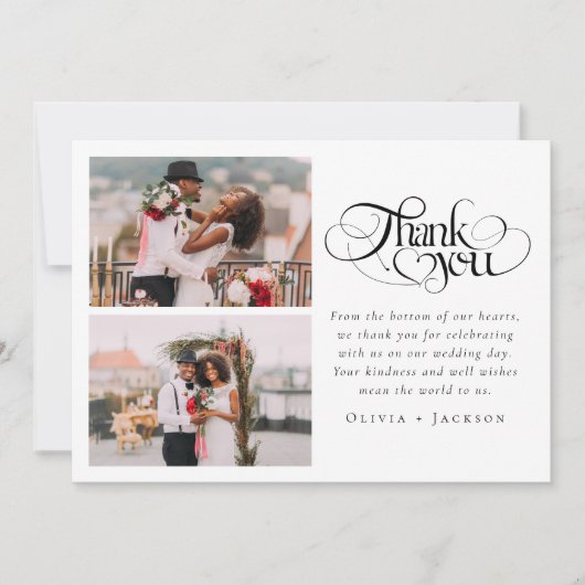 Moderne minimalistische fotobruiloft bedankkaart (Voorkant)