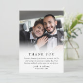Moderne minimalistische fotobruiloft bedankkaart (Staand voorkant)