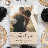 Moderne minimalistische fotobruiloft bedankkaart