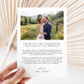 Moderne minimalistische fotobruiloft bedankkaart