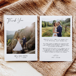 Moderne minimalistische fotobruiloft bedankkaart