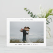 Moderne minimalistische fotobruiloft bedankkaart (Staand voorkant)
