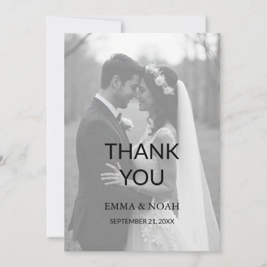 Moderne minimalistische fotobruiloft bedankkaart (Voorkant)