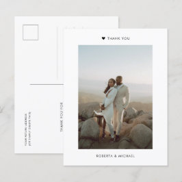 Moderne minimalistische fotobruiloft bedankt briefkaart