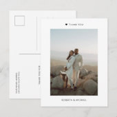 Moderne minimalistische fotobruiloft bedankt briefkaart (Voorkant / Achterkant)