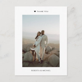 Moderne minimalistische fotobruiloft bedankt briefkaart