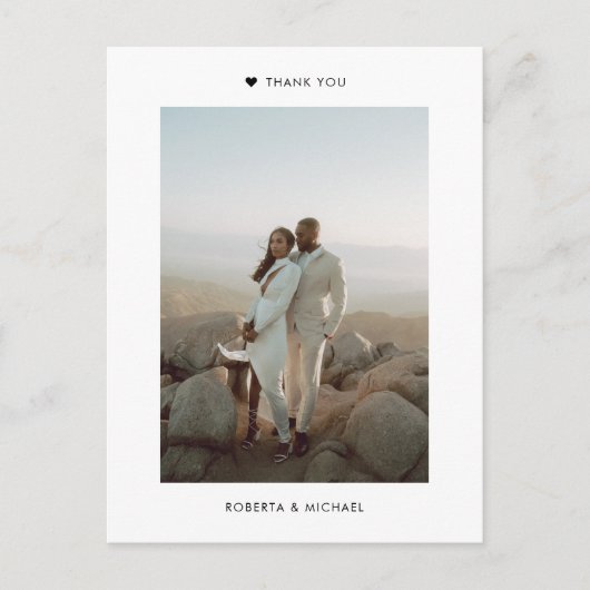 Moderne minimalistische fotobruiloft bedankt briefkaart (Voorkant)