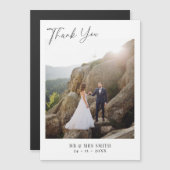 Moderne minimalistische fotobruiloft bedankt magnetische uitnodiging (Voorkant / Achterkant)