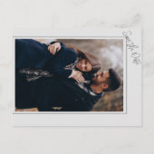 Moderne minimalistische fotobruiloft bespaart datu aankondigingskaart (Achterkant)