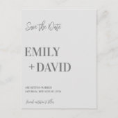 Moderne minimalistische fotobruiloft bespaart datu aankondigingskaart (Voorkant)