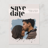 Moderne minimalistische fotobruiloft bespaart datu aankondigingskaart (Voorkant)
