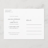 Moderne minimalistische fotobruiloft bespaart datu aankondigingskaart (Achterkant)
